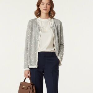 Talbots Button Up Gray White Dot Cardigan Women Plus Size 1X  NWT Office Classic